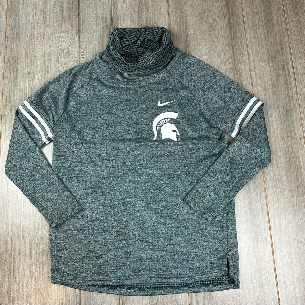 Nike Gray/White Michigan State Spartan Pullover Hoodie